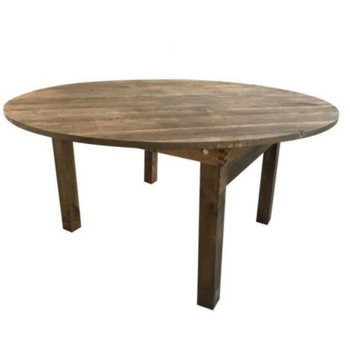 Table ronde rustique 153cm - bois vieilli