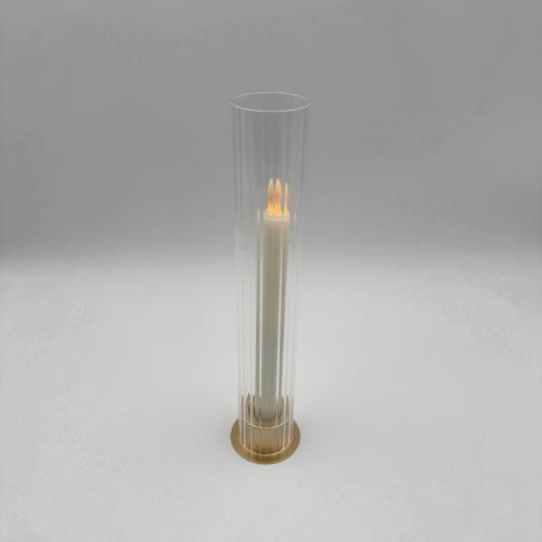 Bougeoir doré strié lou H30 cm 