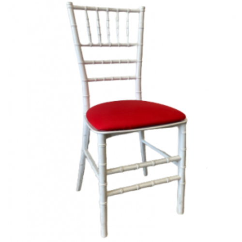 Chaise Chivari blanche galette rouge