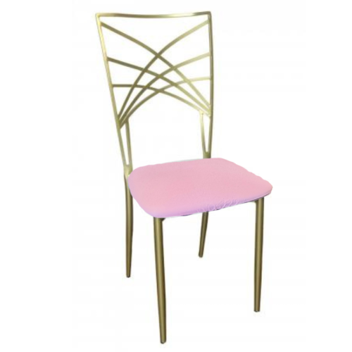 Chaise Tiffany Dorée galette rose