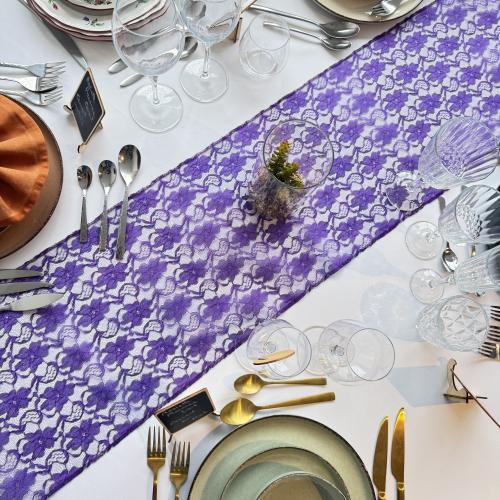 Chemin de table dentelle violet 30 x 275 cm